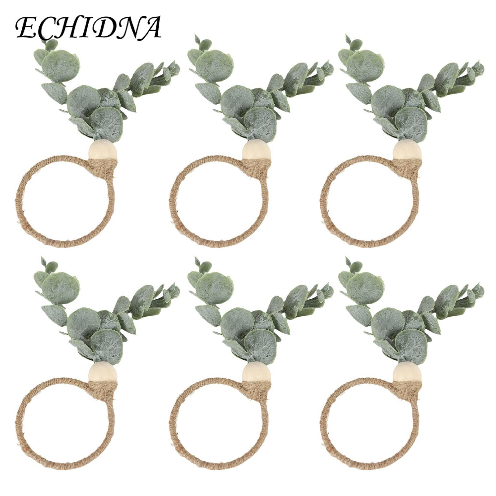 Leaf Design Napkin Ring Handmade Eucalyptus Leaf Napkin Ring with Wood Bead Farmhouse Style Christmas Table Decor Unique Design for Party Hosting Favorite Napkin Holder