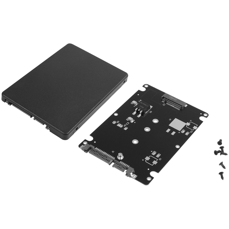 2X Black B + M Key Socket 2 M.2 NGFF (SATA) SSD to 2.5 SATA Adapter Card with Case. 