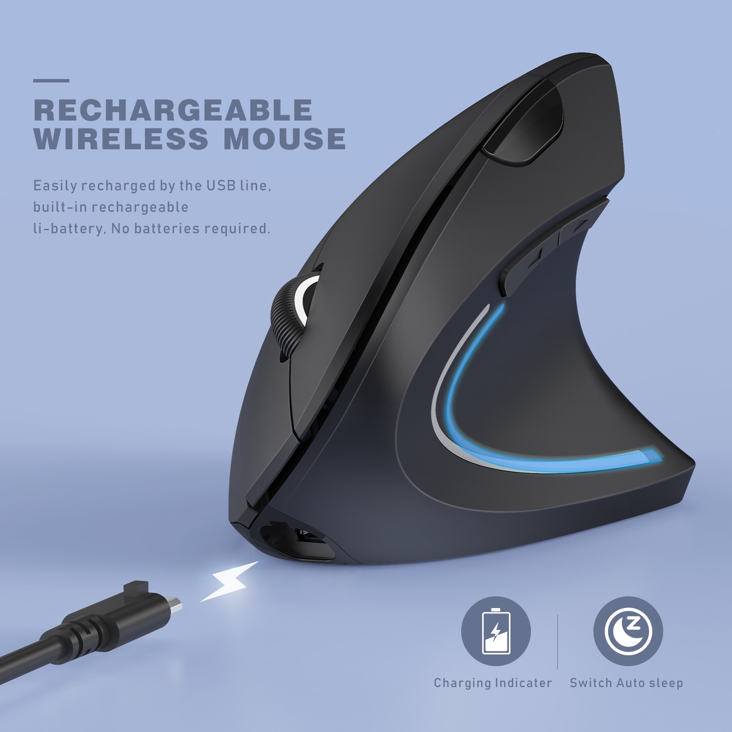 Jelly Comb Bluetooth Ergonomic Mouse Rechargeable 2.4G Wireless Vertical Mouse Optical Mice With 3 Adjustable DPI For Laptop. 