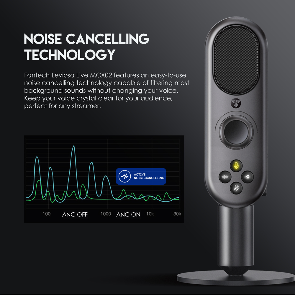 FANTECH LEVIOSA MCX02 Live Streaming USB Microphone For Gaming Streaming With Pop Filter Shock Mount & Gain Control. 