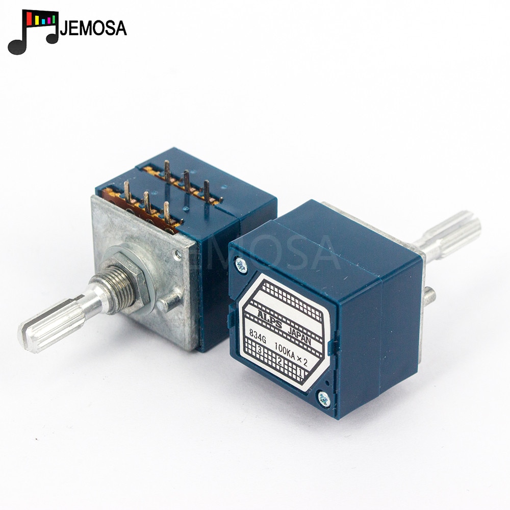 ALPS RK27 20K Ohm Potentiometer - 20KA Log Taper With Metal Shaft (New OEM)