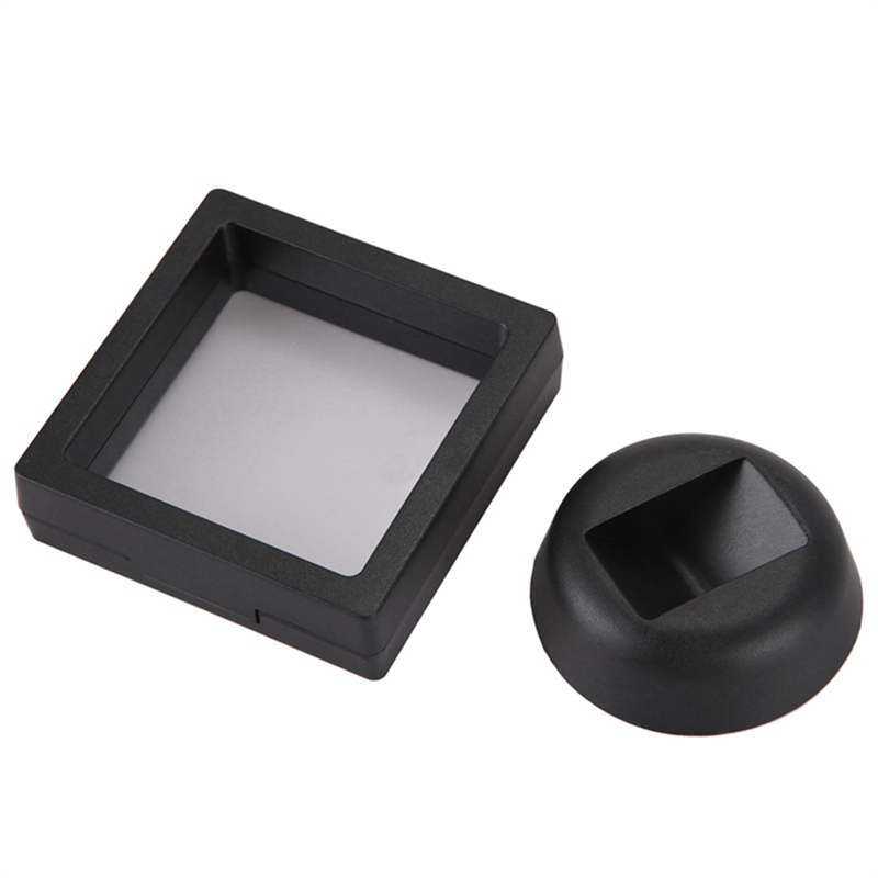 Coin Display Box - Set of 90 3D Floating Frame Display Holder with Stands Black. 