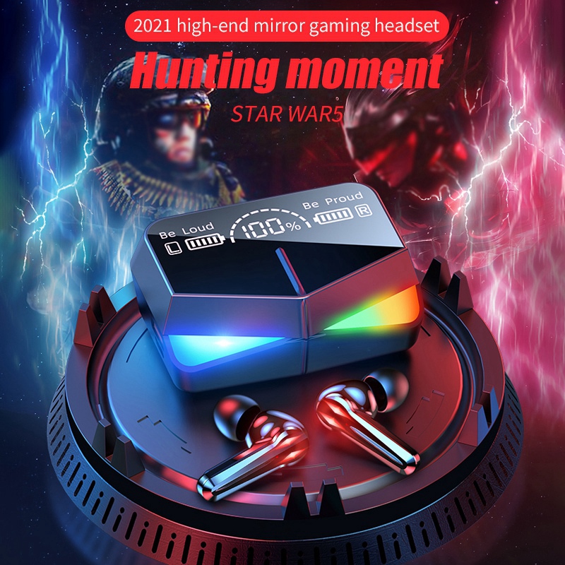 M28 TWS Earbuds True Wireless Stereo Earbuds RGB Low Latency Gaming Earphones Touch Control Bluetooth 5.1 Wireless Headphones With Mirror Screen Mini HD LED Display. 