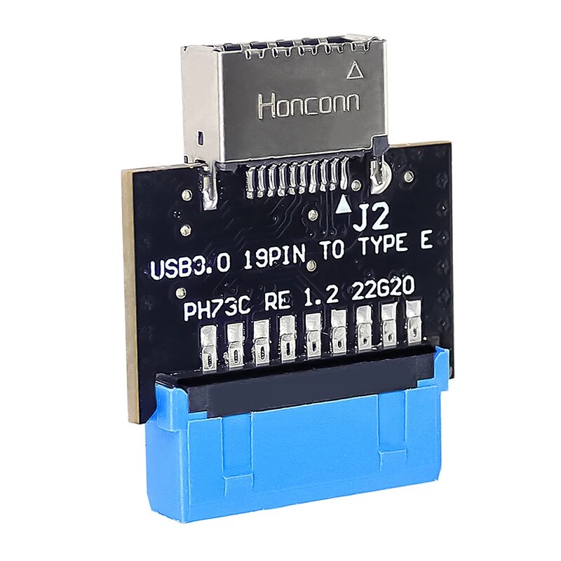 USB 3.0 Internal Header to USB 3.1/3.2 Type C Front Type E Adapter 20 Pin to 19 Pin Converter for PC Motherboard Connector Riser. 