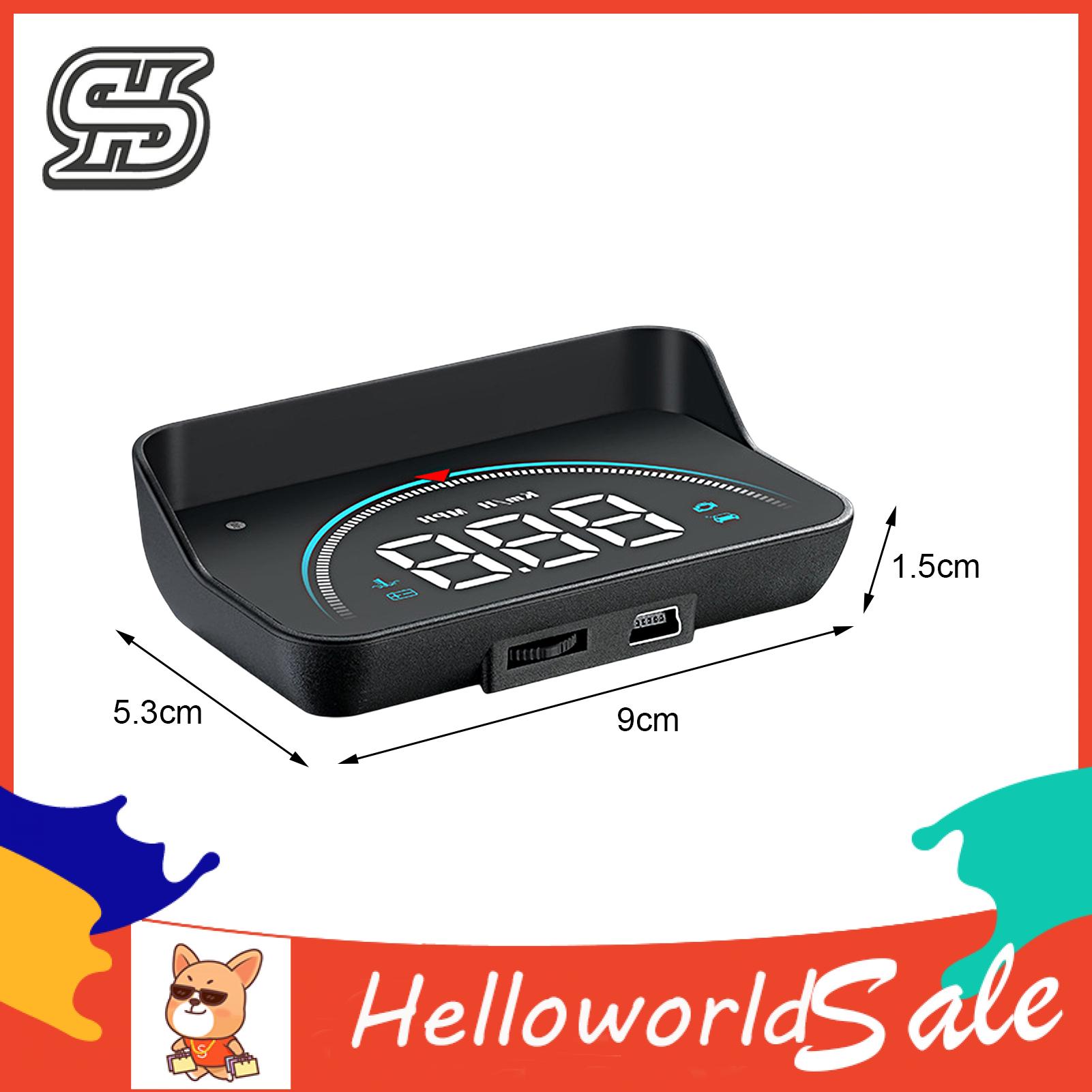 HelloWorld Car Speedometer Brightness Adjustable Multifunction Car Mini Digital Speedometer with OBD Cable. 