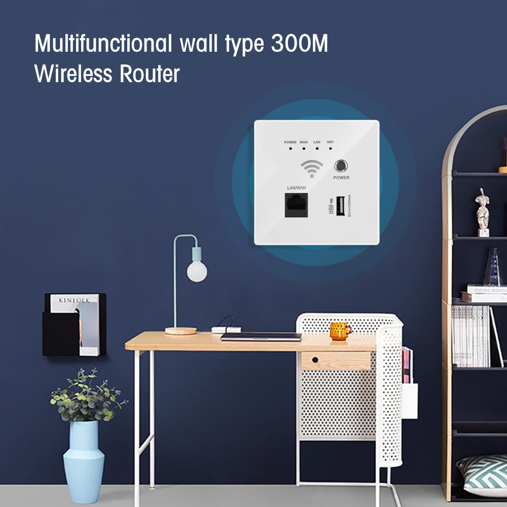 300Mbps 2.4Ghz WIFI Router Wireless WiFi Socket RJ45 AP Relay Smart USB Socket Panel 220V Power Embedded Wall WIFI Router. 
