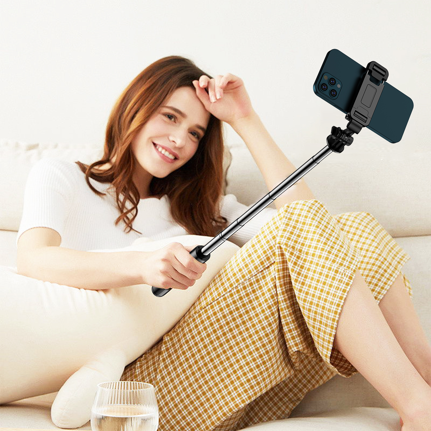 Versatile 37-Inch Q07 - S03 Flexible Selfie Stick Tripod Stand with Bluetooth Remote Control for Phone Camera Capture Perfect Shots. 