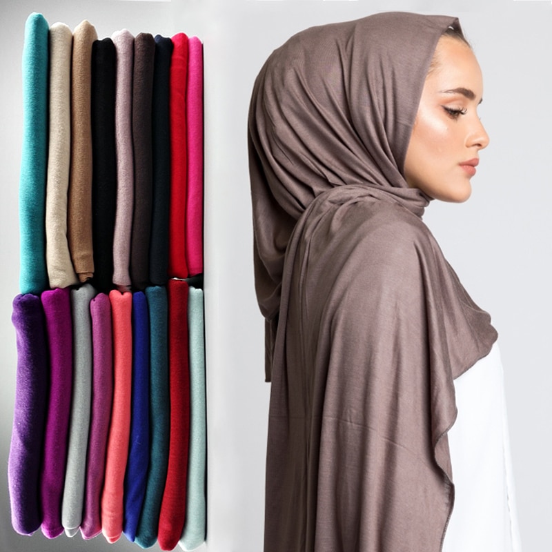 ig Size uim ijab Jersey Scarf Women 2021 Soft Solid Color Shawl eadscarf Foulard Femme usulman Wrap ead Scares andana