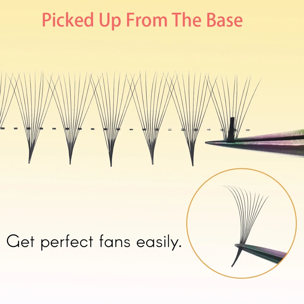 LASHKARAT 320 Fans Eyelash Extensions Premade Volume Fans Medium Stem Sharp Thin Pre Made Russian Volume Fan. 