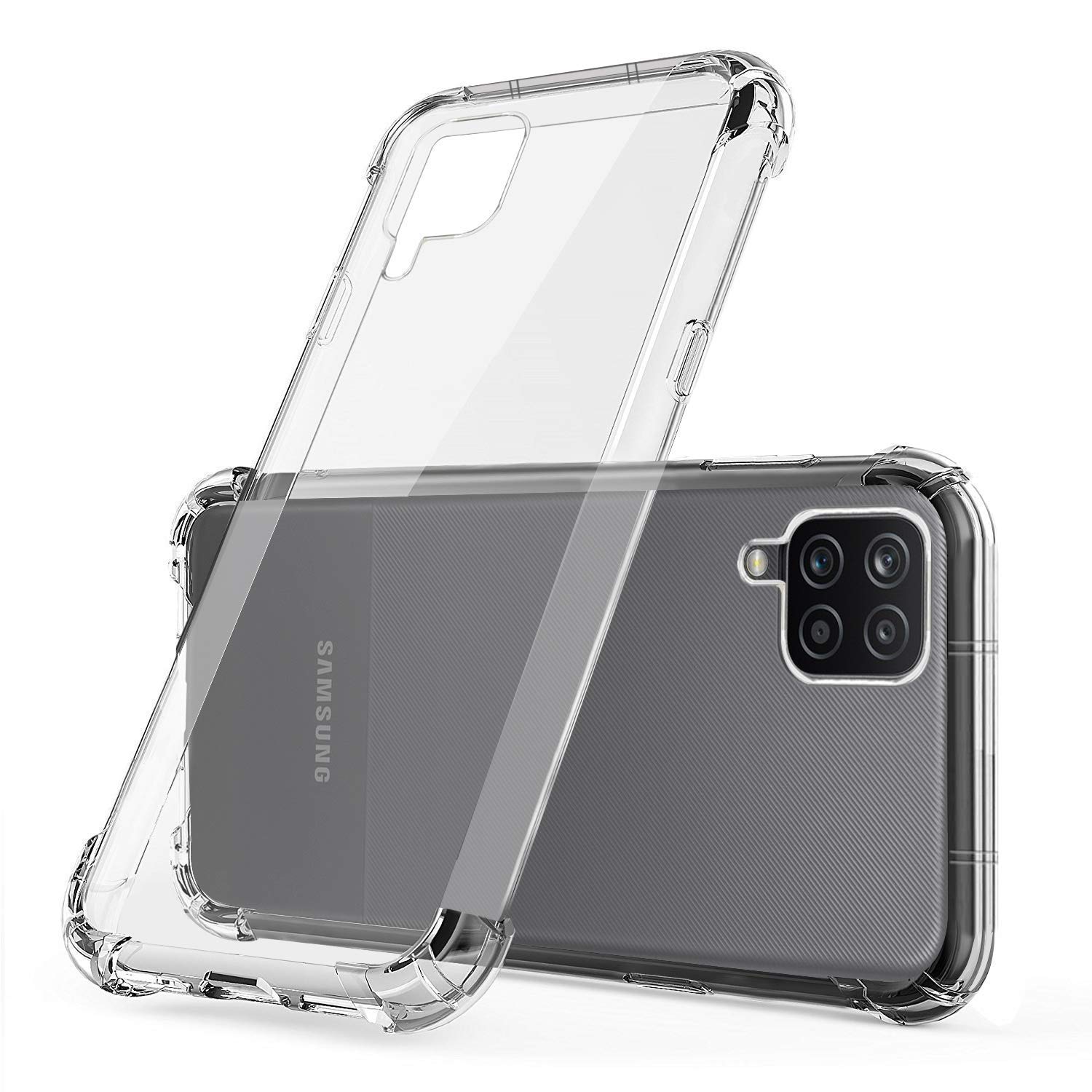 Samsung Galaxy F12 Transparent TPU With Bumper Phone Case Cover
