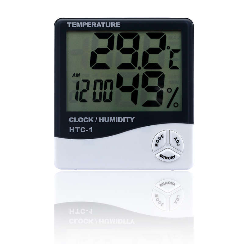 (New)HTC-1 large EAD houehold thermometer temperature and humidity meter high preciion indoor electronic thermometer with electronic alarm clock. 