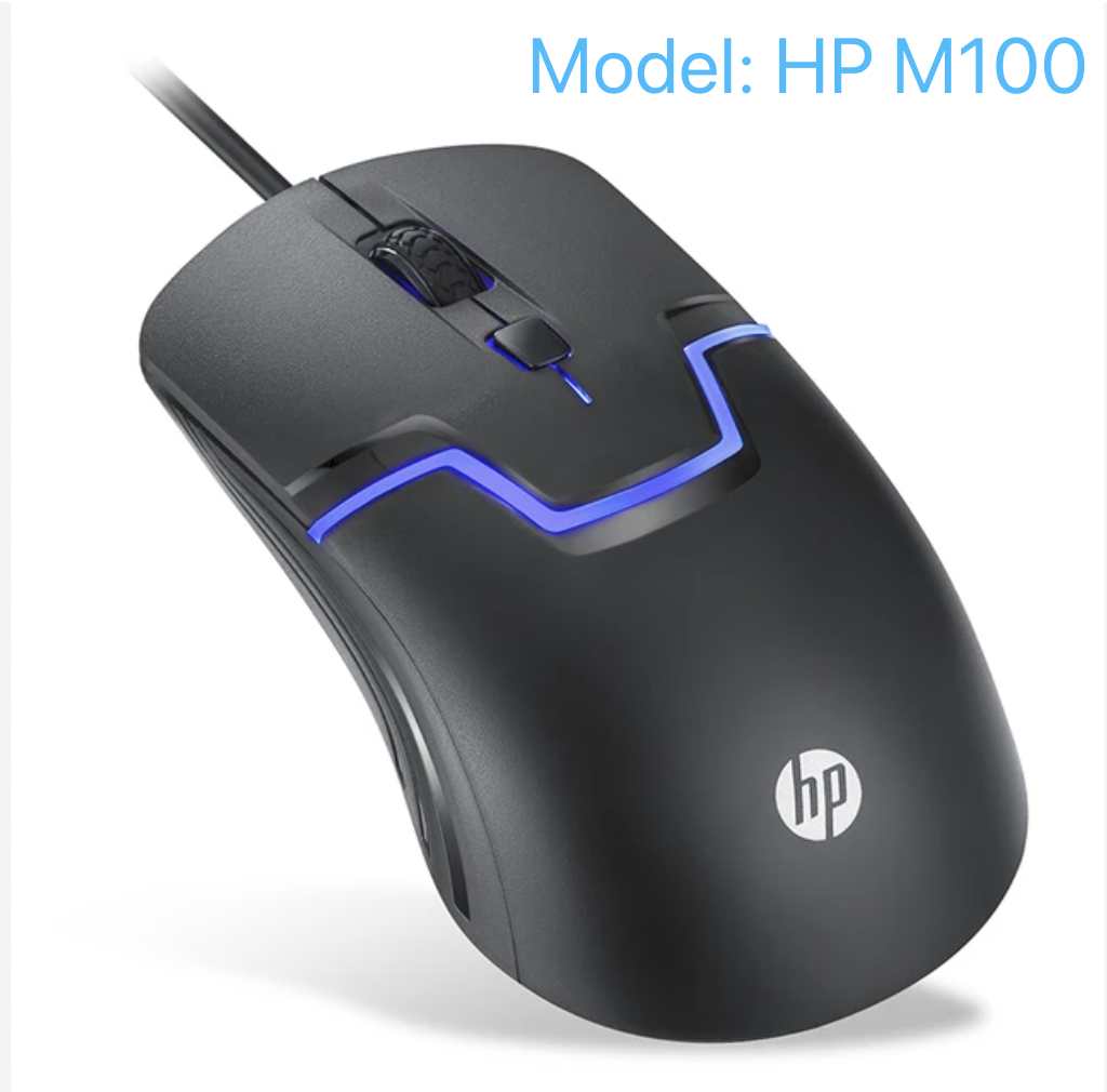 Hp M100 Usb Wired Gaming Optical Mouse With Led Backlight And Adjustable 1000/1600 Dpi Settings - 3 Buttons For Gaming Gamers. 