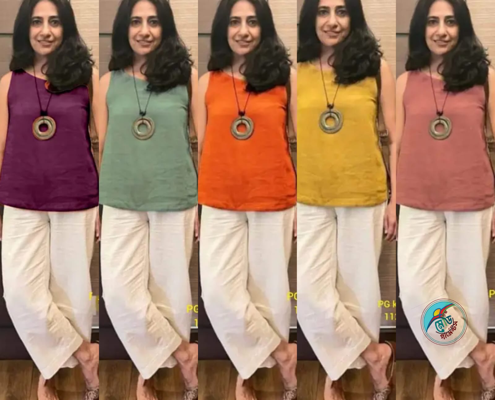 Ladies Soft Fabrics Cotton Flex Top with Cotton Slob Palazzo Pant Duo Twist Top Pant Set [2p]