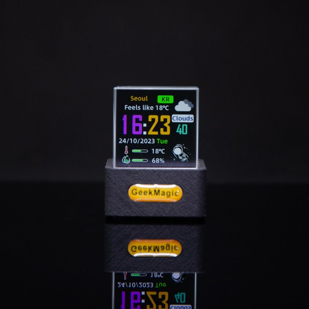 with GIF Animations Album GeekMagic GIFTV Smart Weather Station Crystal Cube Holographic Digital Clock Creative Gift. 