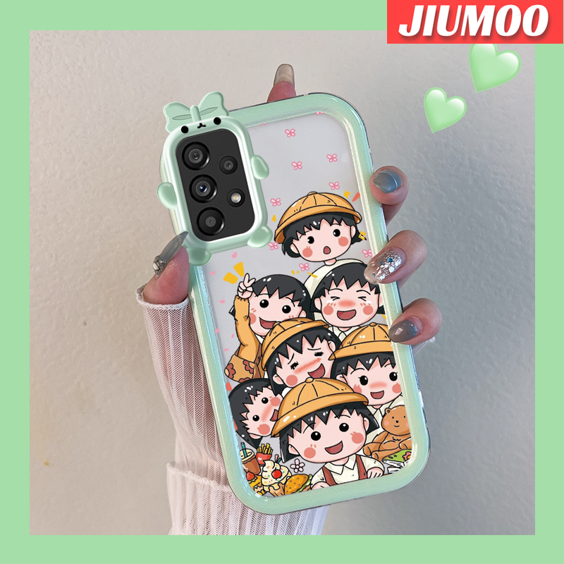 JIUMOO For Samsung A53 5G Case Cartoon Chibi Maruko-chan Little Monster Camera Lens Soft Clear Shockproof Phone Cases Silicone Protective Case Transparent Back Cover