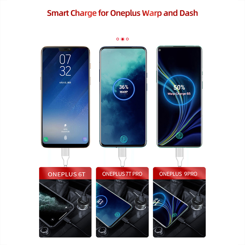 65W Warp Charge 30W Car USB Phone Charger Fast Charging For Oneplus 9R 10 Pro 8 7 6 5 9RT 9 Nord N10 N100 Samsung Dash One plus. 