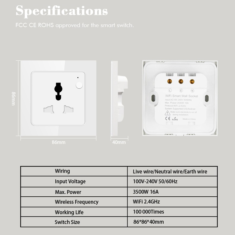 Wifi Smart 3 Pin well socket with power monitoring option - bong weed glass pipe. 