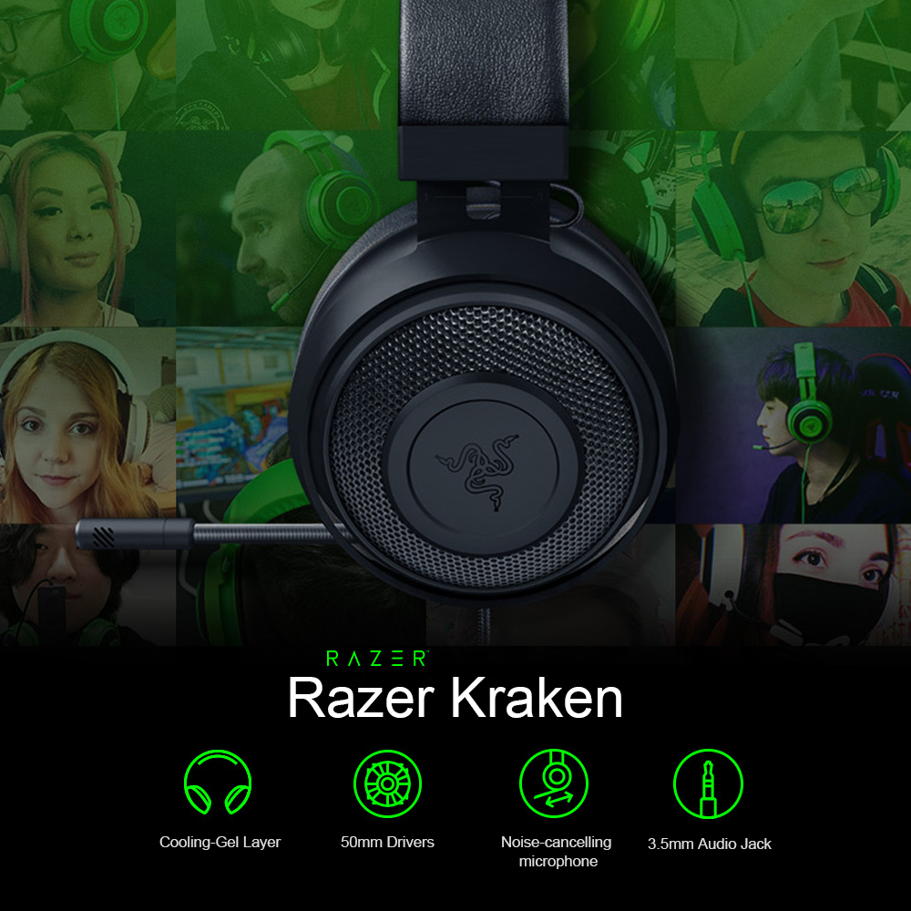 Razer Kraken Gaming Headset with Noise Cancelling Microphone Replacement for PC, Mac, Xbox, PS4. 