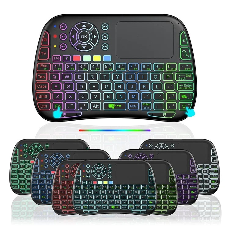 M9 Bluetooth Mini Wireless Keyboard 7 Backlit 2.4G Air Mouse Remote Touchpad - Support Voice Command. 