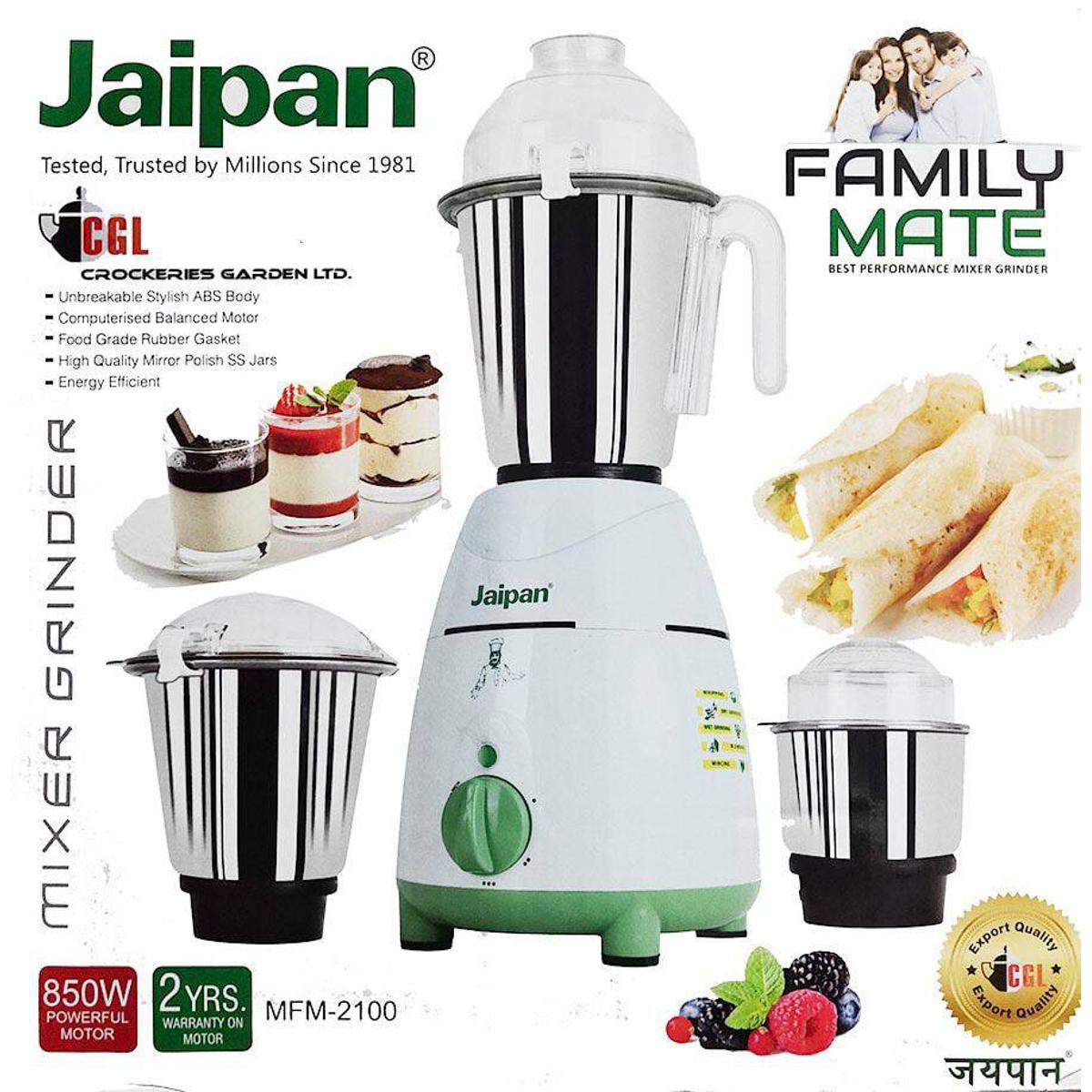 Jaipan Family Mate 1000-Watts Blender 3 IN 1 Heavy duty Mixer grinder and Blender