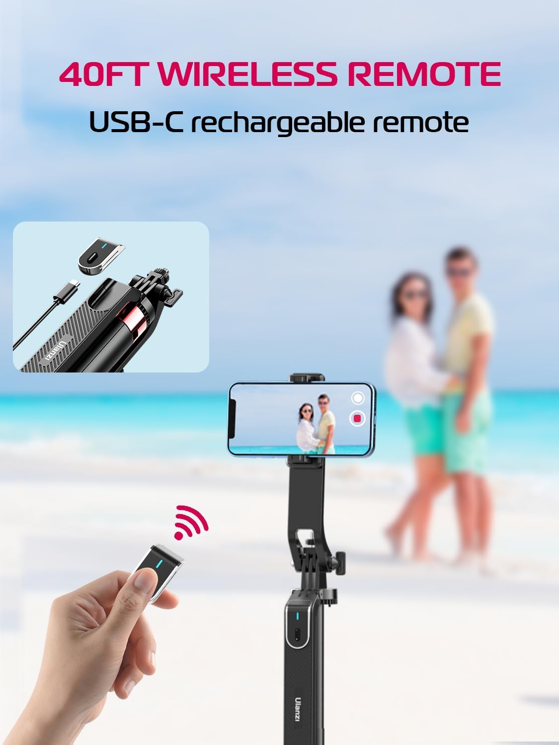 Ulanzi MA09 Bluetooth Remote Control Selfie Stick For GoPro Or Smartphone. 