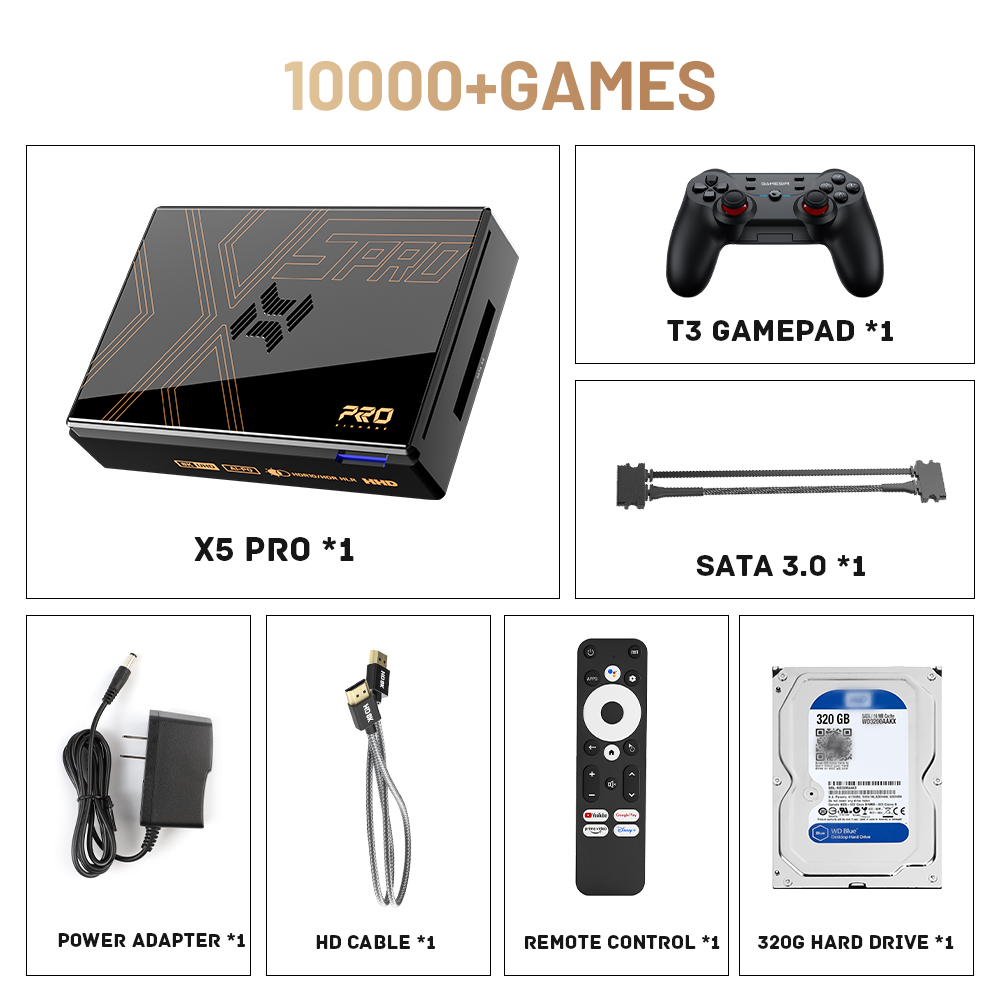 Kinhank Super Console X5 Pro Retro Game Console with 16000 Games for PS2/PS1/SS/DC/N64 with 4T HDD Plug and Play Game Player. 