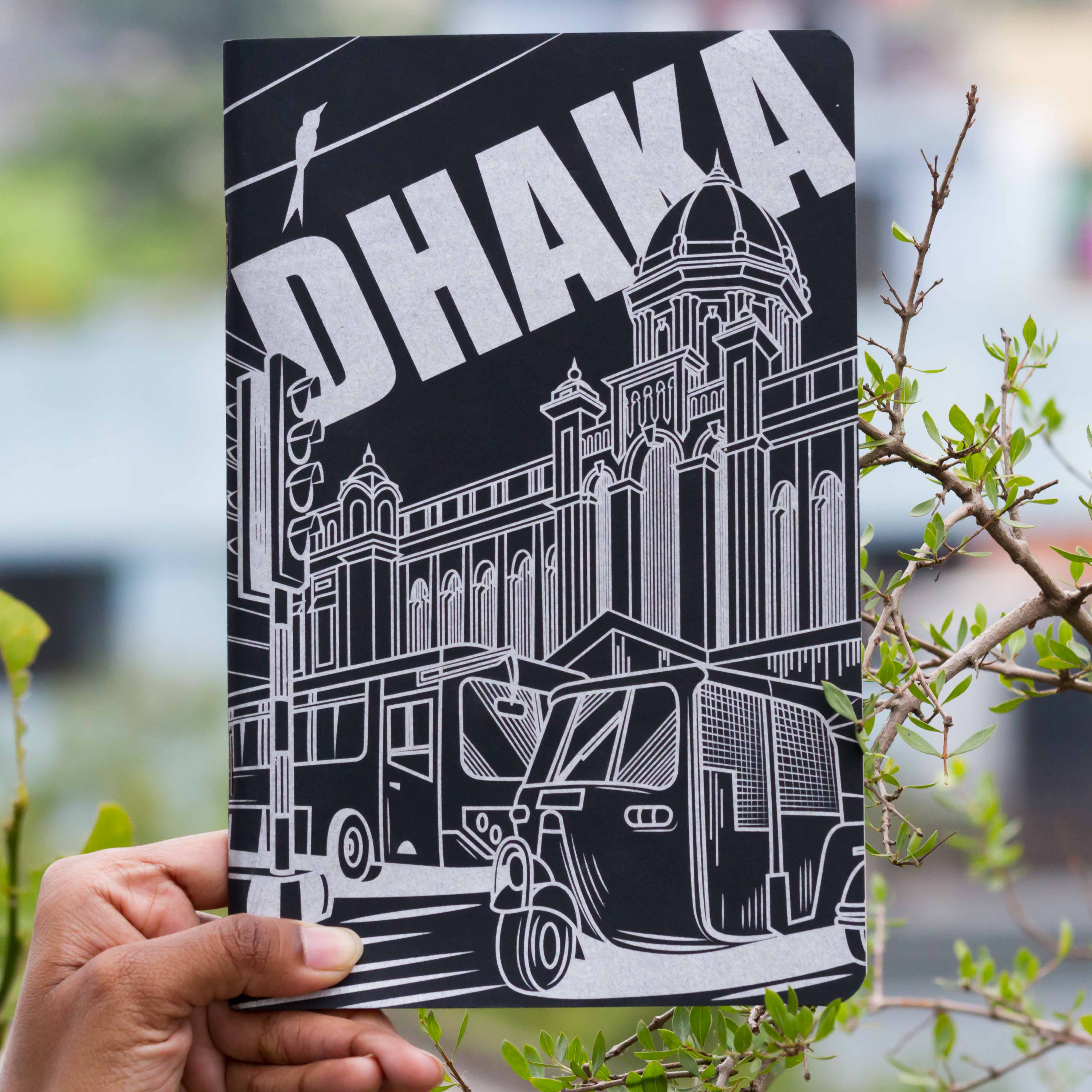 Dhaka (Line) Black Silver Cover Notebook (SN202309382)