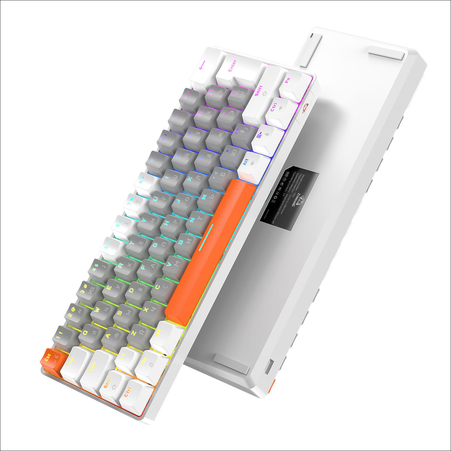 Free Wolf T60 Russian Mechanical Keyboard Russian Gaming Keyboard Russian Luminous Notebook Mechanical Keyboard. 