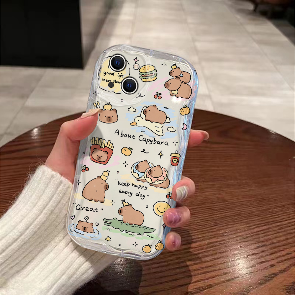 Funny Cartoon capybara 3D Wave Case For Xiaomi Redmi 13C 12 12C 10 10C 9 9C A1 A2 K50 K40 Note 13 12 11 10 Pro Plus 4G 5G Cover. 