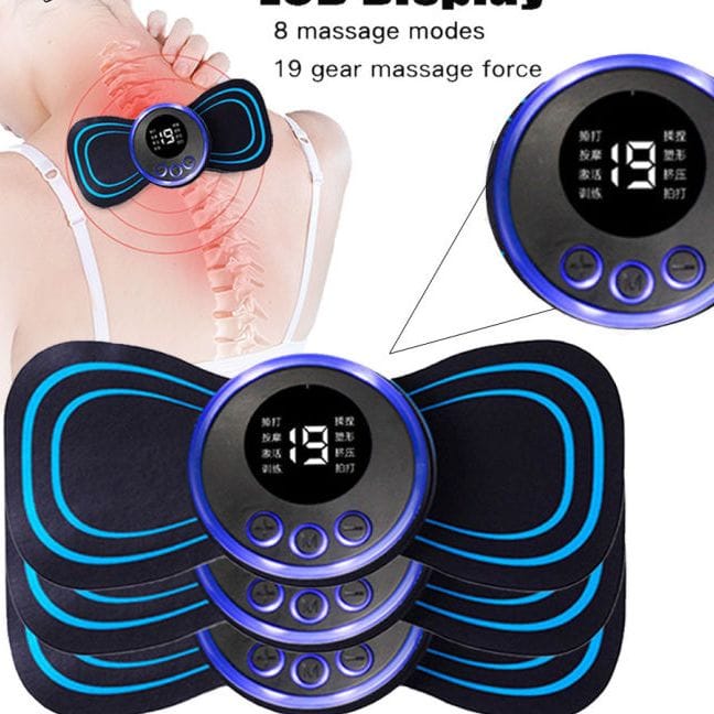 EMS Mini Neck Pulse Massager Electric LCD Display Stretcher EMS Mini Massager 2 pad. 