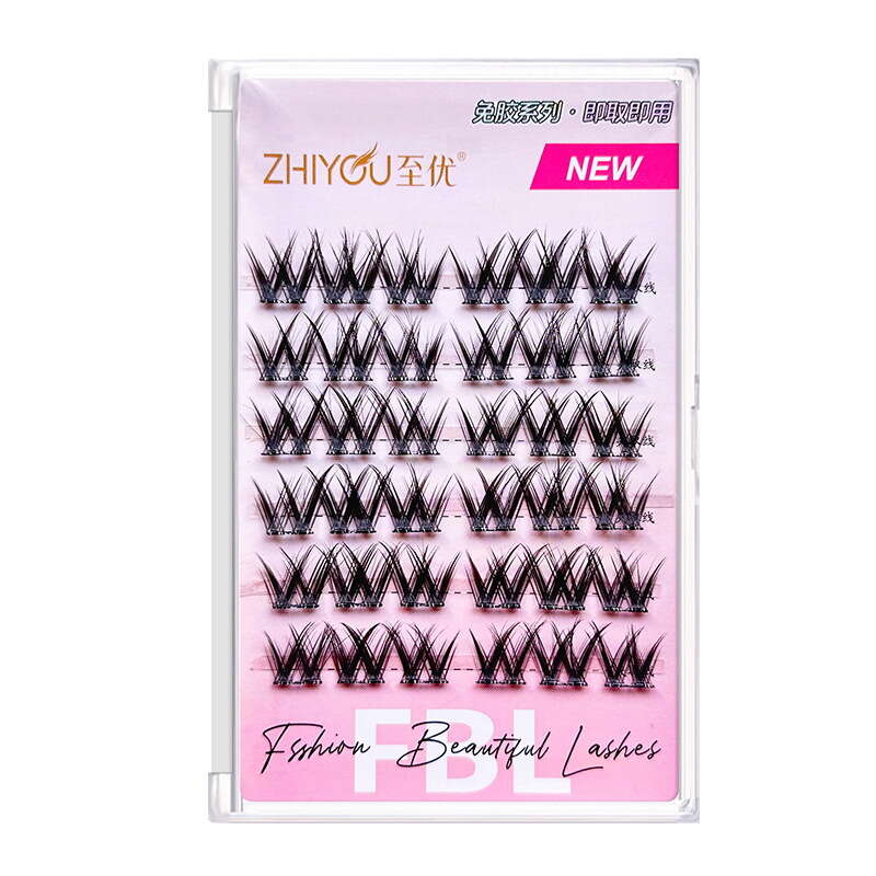 Adhesive free fake eyelashes, self-adhesive single cluster lazy beginners, natural segmented self grafting eyelashes. 