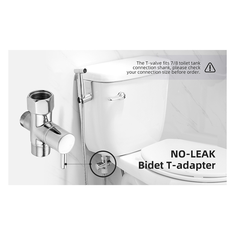 Bidet T Adapter with Shut-Off Valve 3-Way Tee Connector 7/8In X 7/8In X G1/2 for Toilet Bidet Sprayer. 