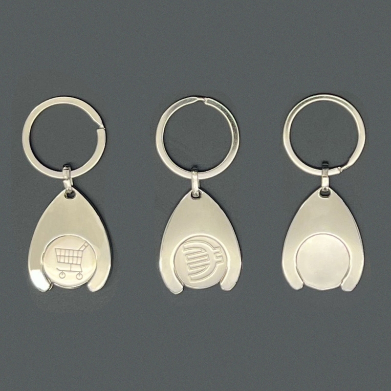 Portable Keychain with Shopping Cart/Euro/Blank Coin Tokens Pendnat Durable Metal Coin Holder for Grocery Drop shipping. 