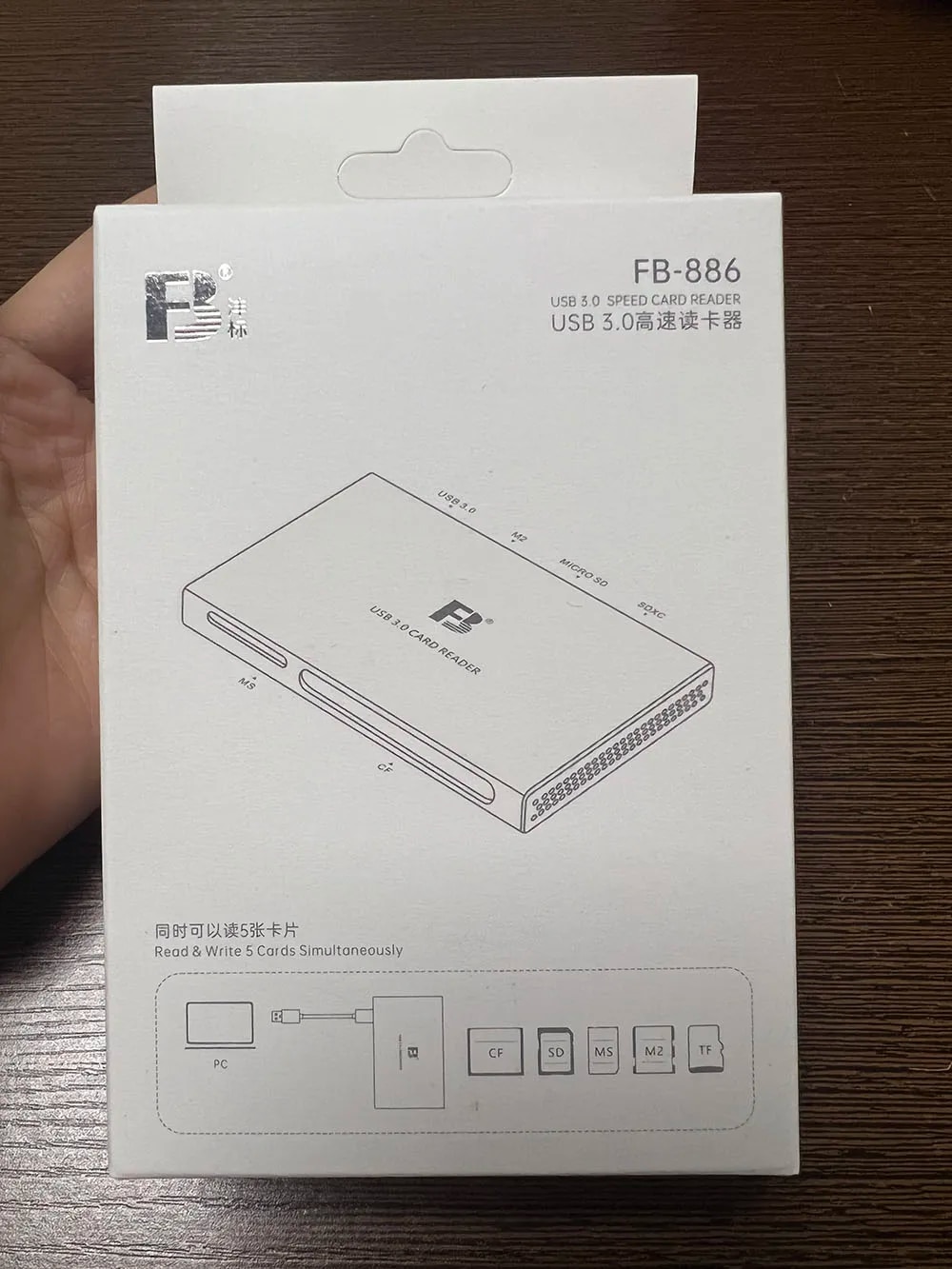 FB-886 Metal All in One USB3.0 Card Reader for TF (micro SD) SDXC CF MS M2 High Speed Cards Reader. 