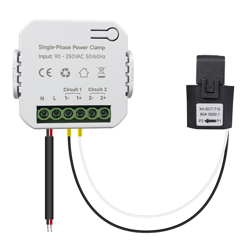 Tuya Smart WiFi Energy Meter 80A with Current Transformer Clamp KWh Power Monitor Electricity Statistics 90- 250V(1CT)
