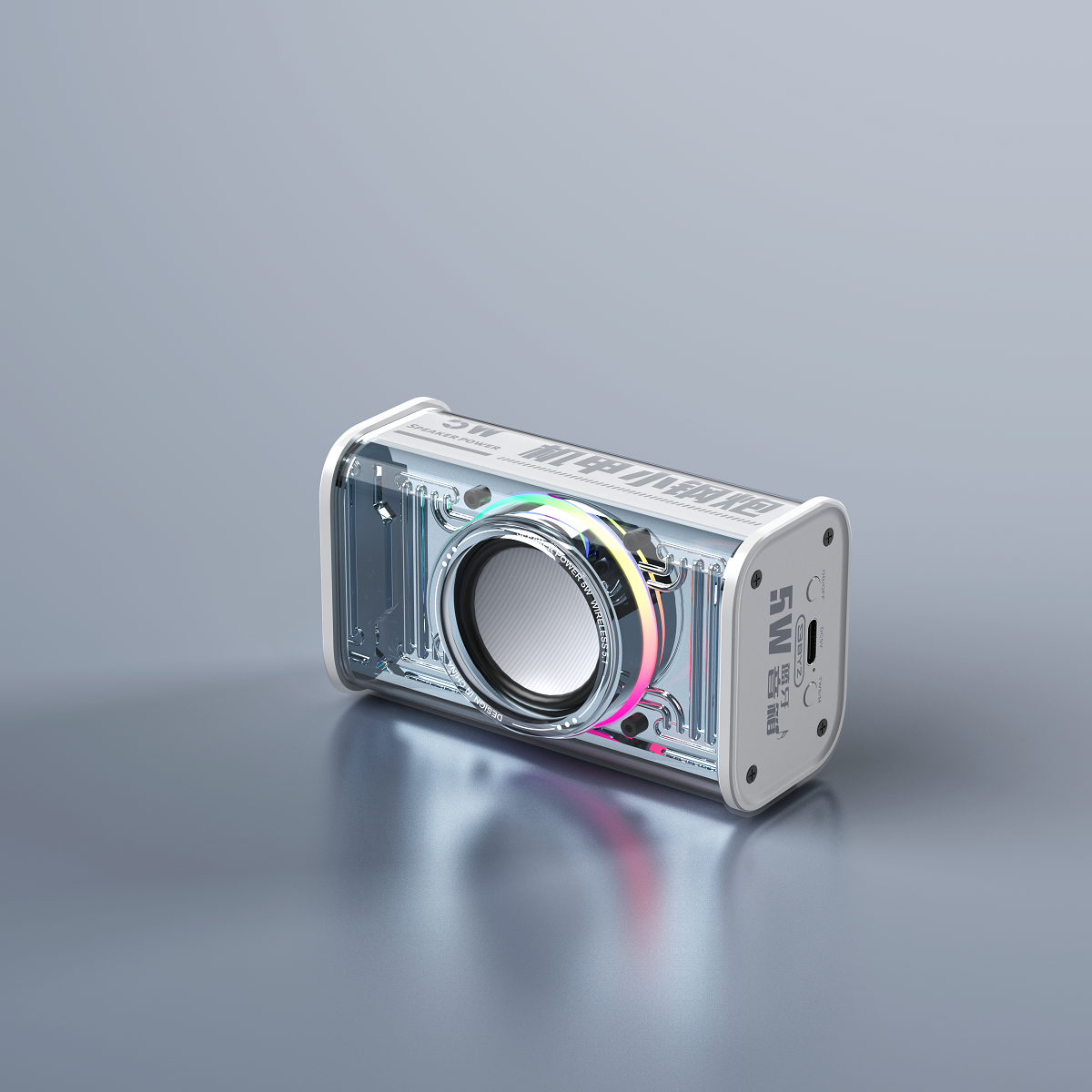 K08 Portable Bluetooth 5 Speaker Battery capacity: 600mAh Support protocol: A2DP/AVRCP Music duration: About 4h (70% volume). 
