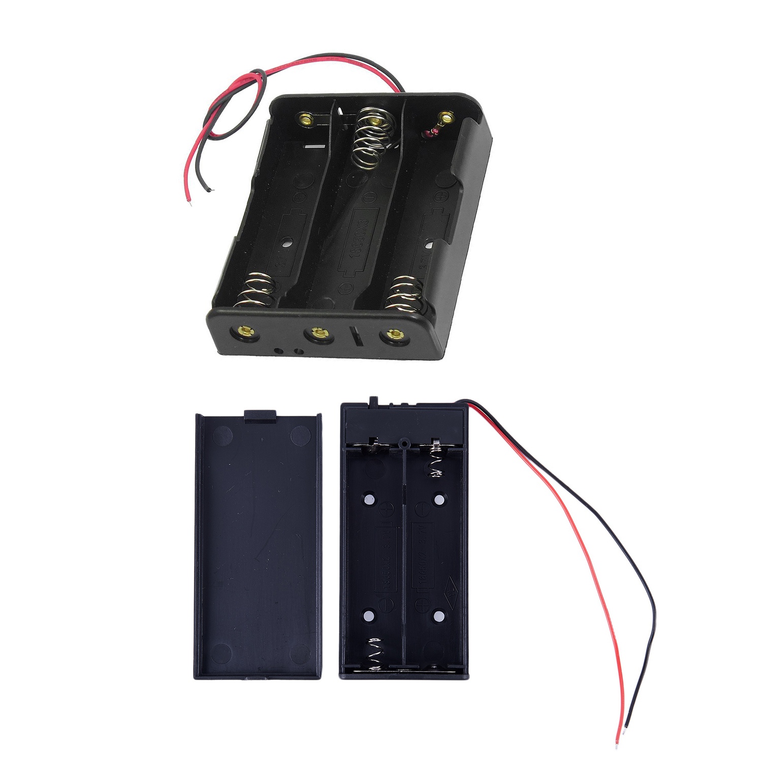 Series 3.7V Flat Tip Battery Holder Case for 3 x 18650 Batteries & 3.7V 2X 18650 Battery Holder Connector Storage Case