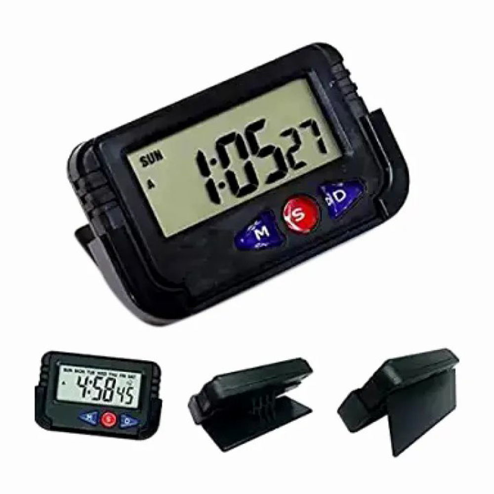 Taksun Ts-613A-2 Car Dashboard Alarm Clock And Stopwatch With Flexible Stand - Black - Wall Clock
