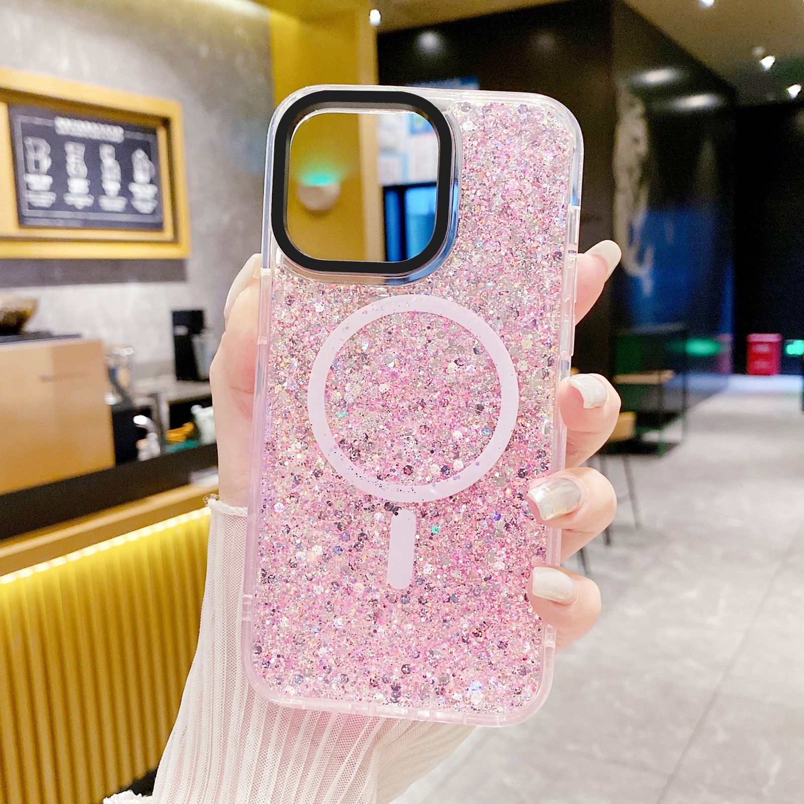 （COD Available)Gold Armor MagSafe Glitter Epoxy Phone Case For iPhone 15 Pro Max/iPhone 15 Pro/iPhone 15/iPhone 15 Plus. 