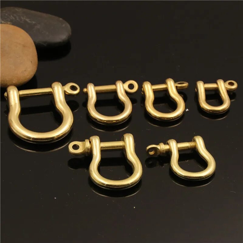 Solid Brass Carabiner D Bow Shackle Fob Key Ring Keychain Hook Screw Joint Connector Buckle. 