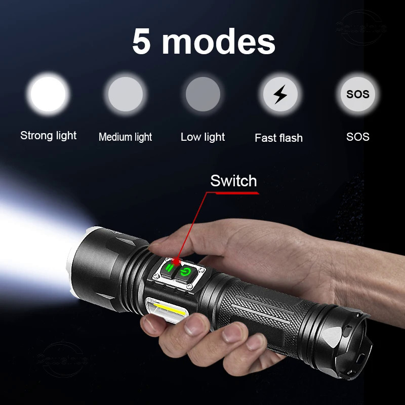 20000 lumens xhp160 led super bright LED flashlight Q5 zooming torch tactical flash light waterproof lantern camping hand lamp. 