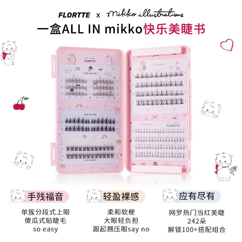 FLORTTE Flower Loria MIKKO Joint False Eyelash Book Single Cluster Lazy False Eyelashes. 