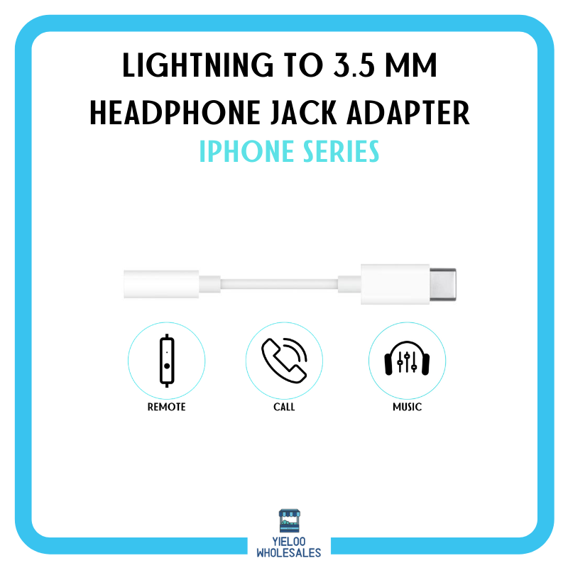 Lightning/Type C to 3.5mm Jack Audio Adapter For All for iPhone and Android Model. 