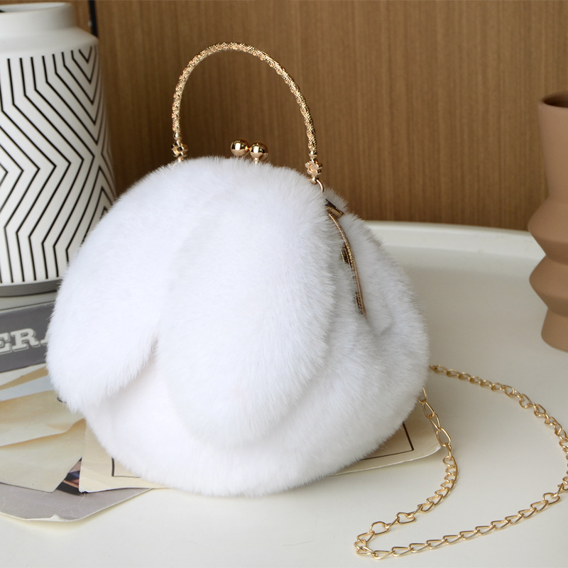 onghan aomao iagonal Straddle ag andheld ag Imitation Fur lush ag ew Chain ag Versatile Cute abbit Ear. 