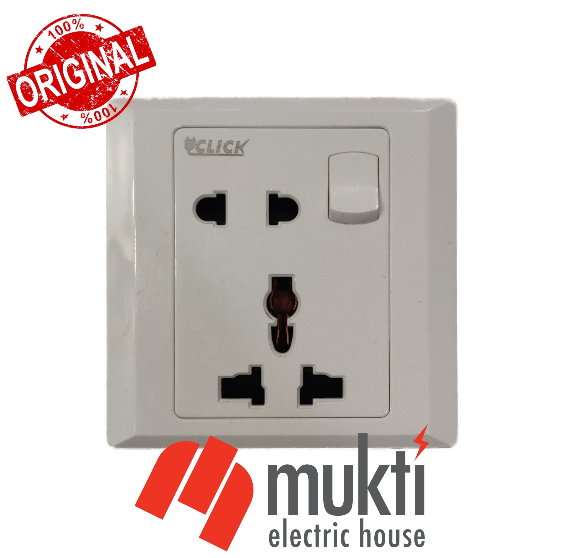 CLICK Aster Series 13A Five Pin with Indicator Multi Function Universal Switched 5 Pin Electrical Wall Switch Socket Outlet