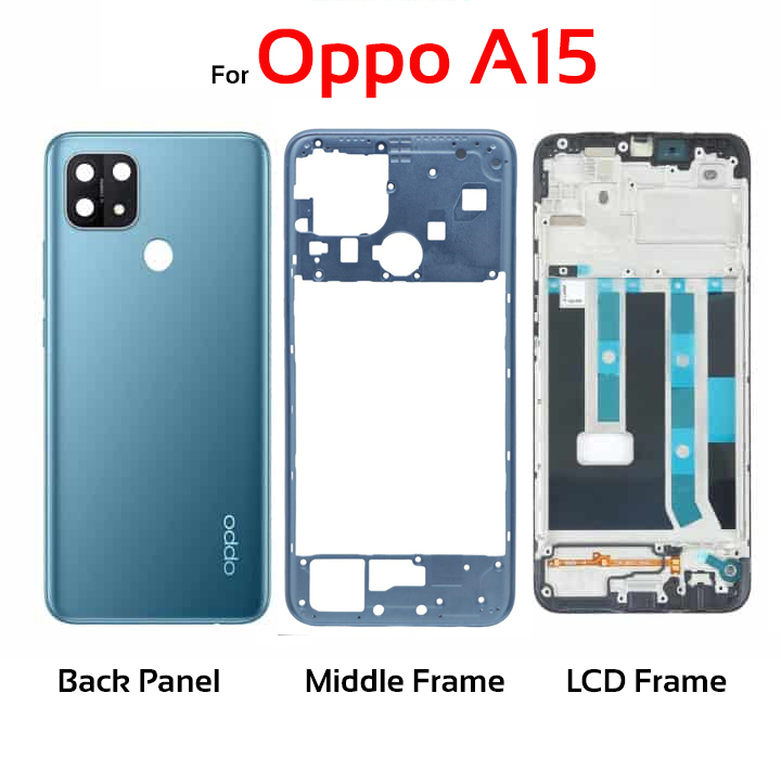Full Body Housing For Oppo A15/A15s Front LCD Frame Panel, Middle Bezel Frame and Back Panel