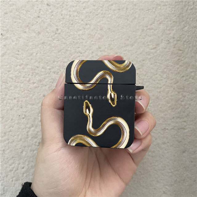 Ins Style Black Gold Snake Apple Case for AirPods Pro2 3 2 1 Pro Black Wireless Bluetooth Earphone Box Fashion Cover Funda. 