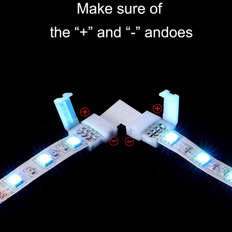 LED Strip Lights Connectors 4-Pin RGB Strip Lights Connectors T-Shape Solderless LED Connectors for 5050 RGB Strip Light. 