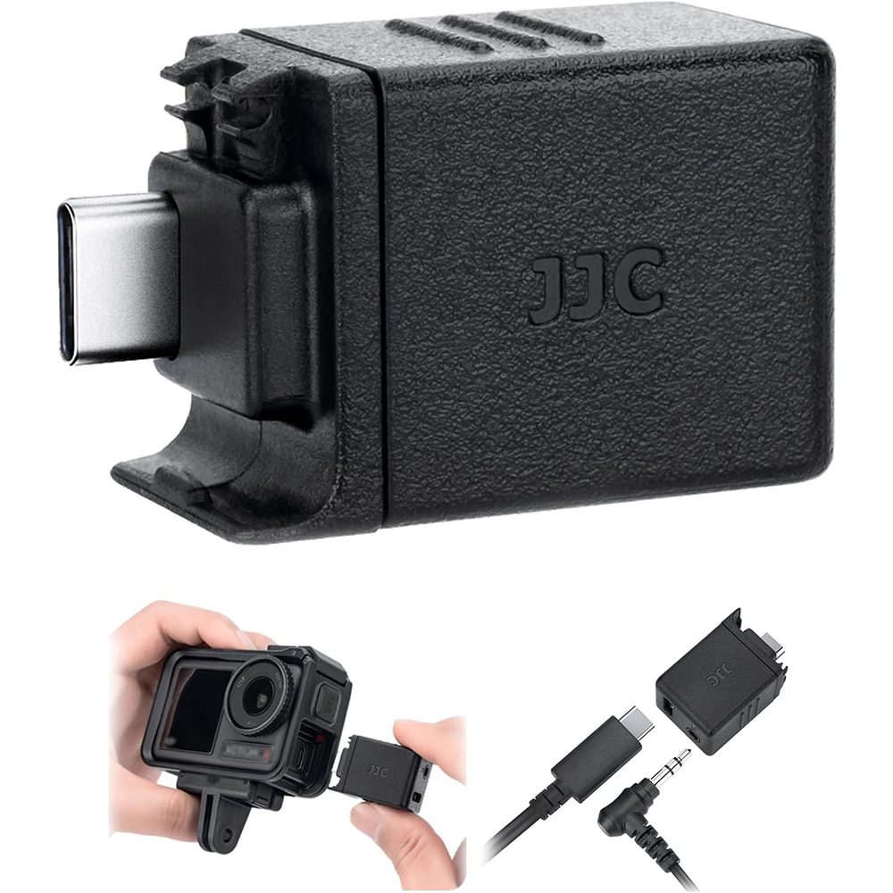 JJC 3.5mm Audio Adapter Only for DJI Osmo Action 4 Camera Microphone Type-C 3.5mm Audio Ports Mic Adapter for Vlooging Recording