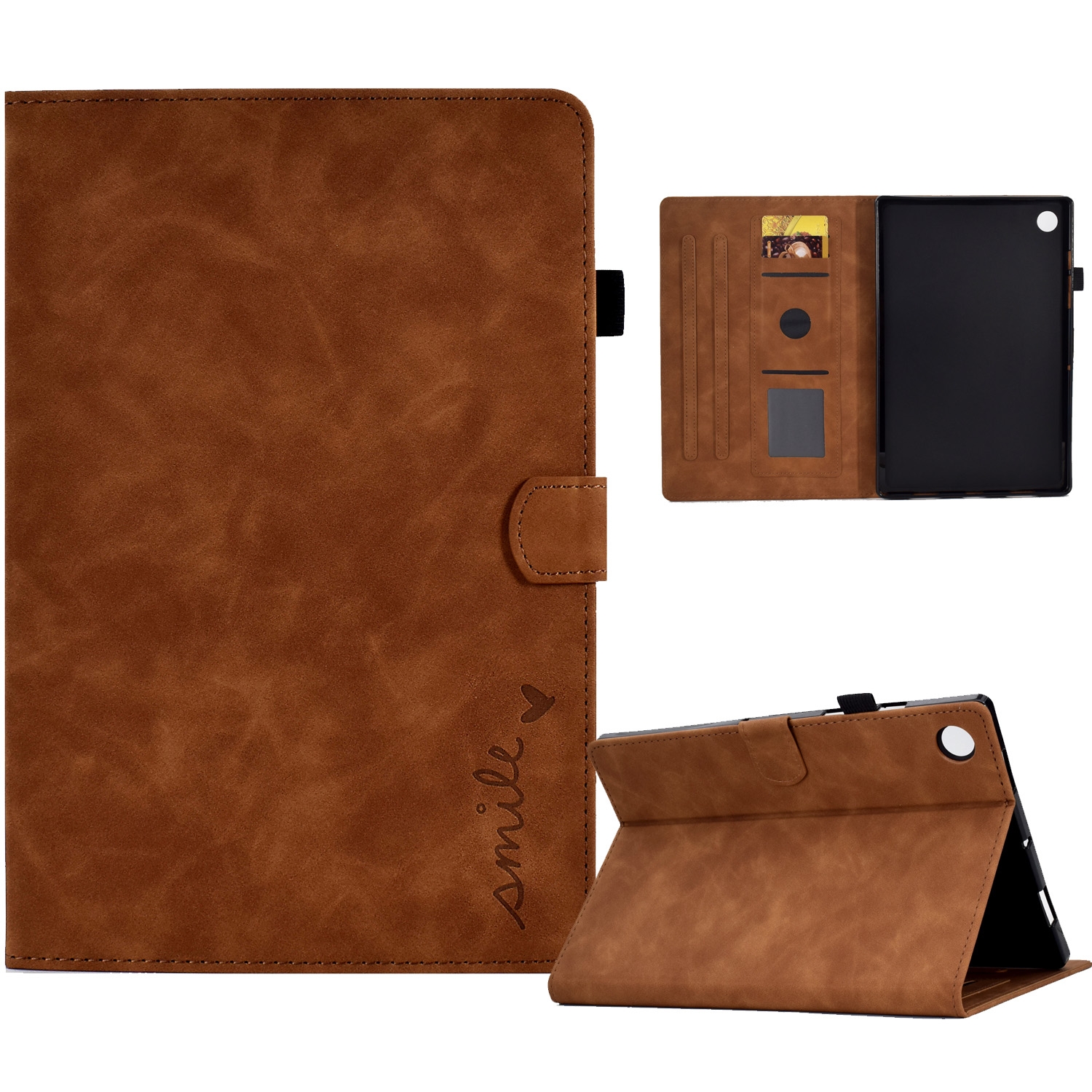 (New)For Samsung Galaxy Tab A8 10.5 2021 Embossed Smile Flip Leather Case